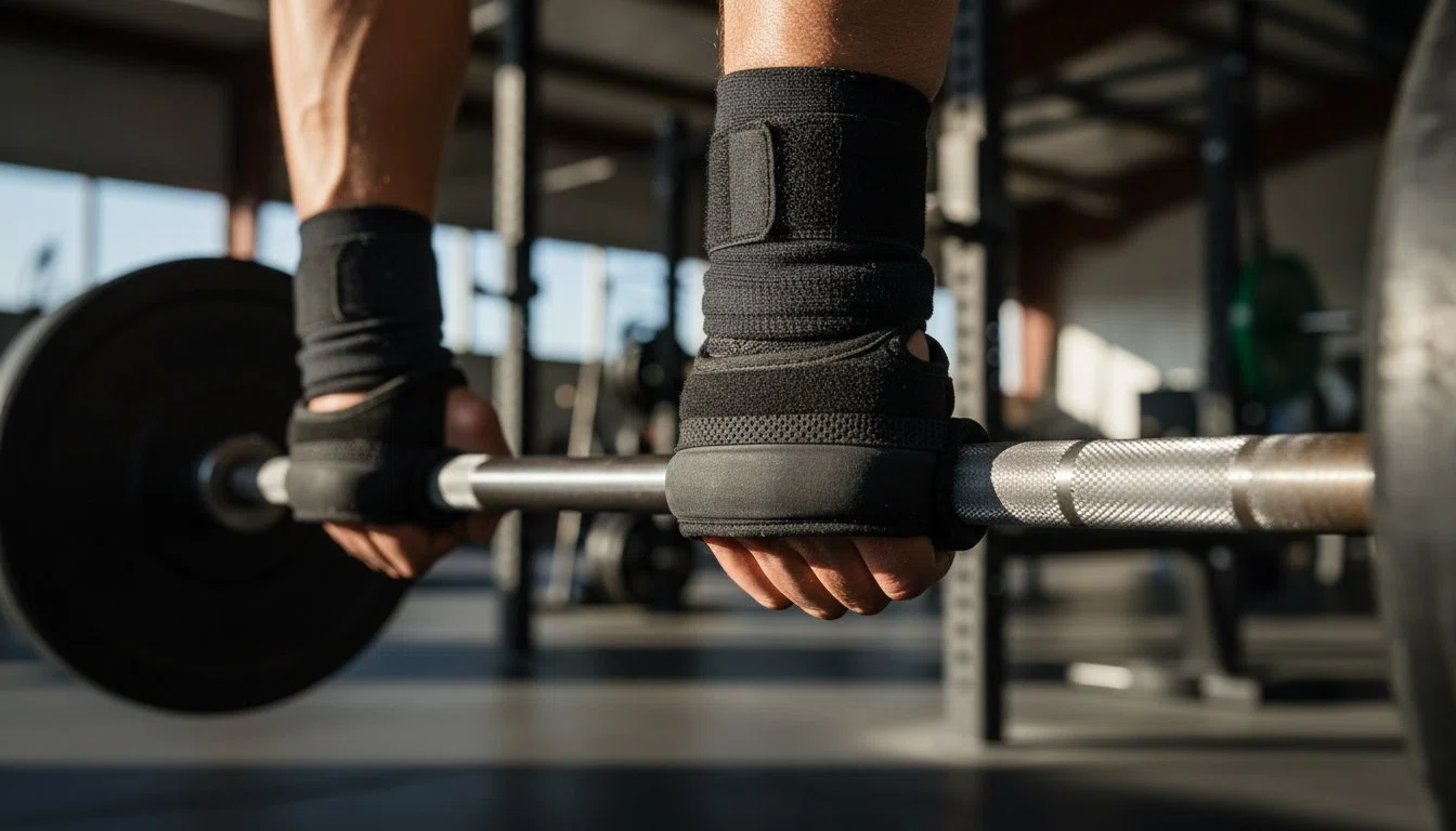 バーベルなどの重量物を握る際、握力をサポートして手のひらの疲労を軽減