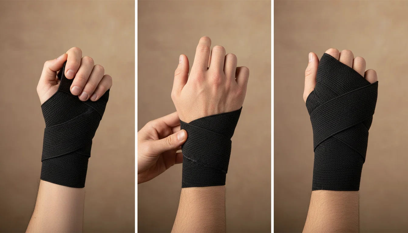 リストラップの正しい巻き方を示す手順